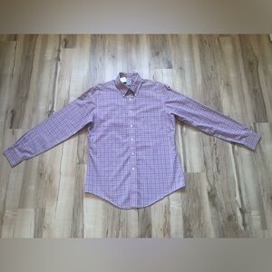 Brooks Brothers Lavender Pink Blue Windowpane Button-Down Dress Shirt
